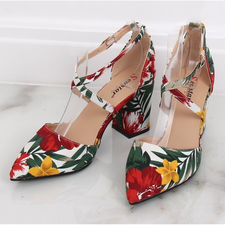 Escarpins fleuris NC950 Blanc multicolore 1