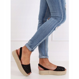Noir WH931 Sandales espadrilles ajourées noires 2