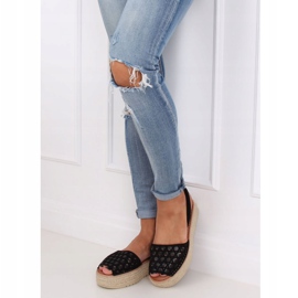 Noir WH931 Sandales espadrilles ajourées noires 1