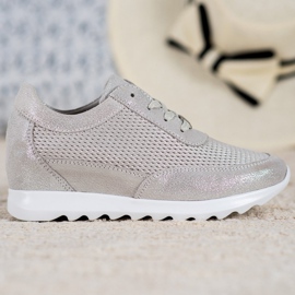 Baskets en cuir brillant VINCEZA gris 2