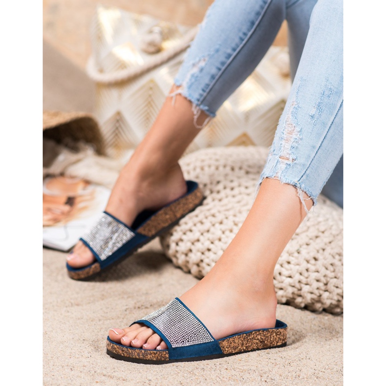 Bona Chaussons Avec Oxyde De Zirconium bleu 1