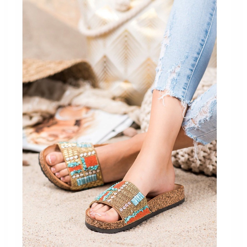 Bona Pantoufles Avec Des Perles multicolore 2