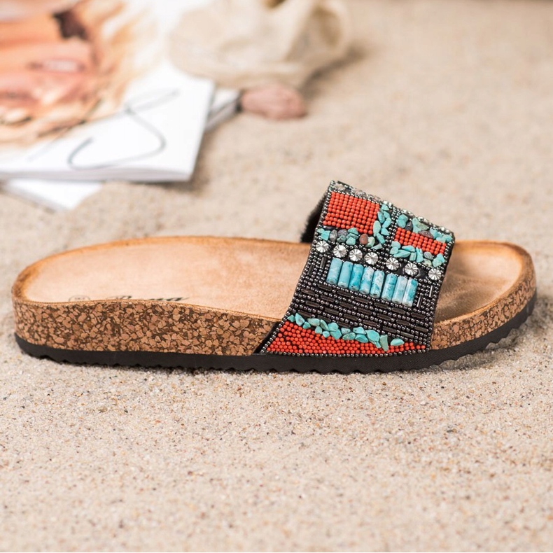 Bona Pantoufles Avec Des Perles multicolore 2