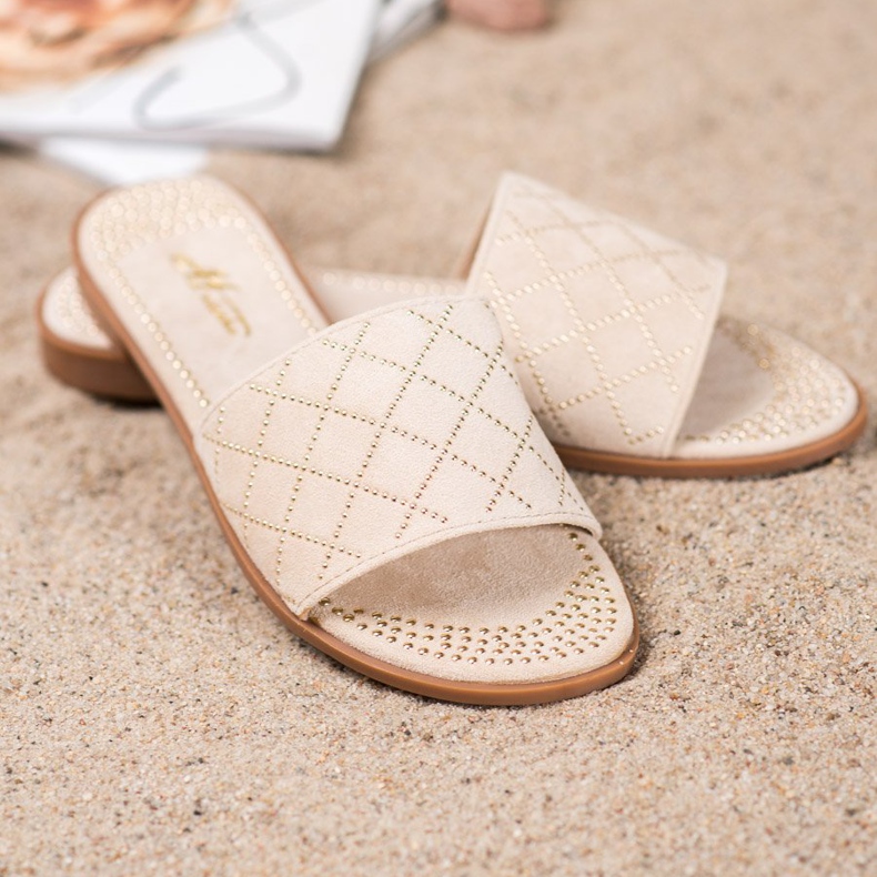 SHELOVET Pantoufles en daim élégantes brun 2