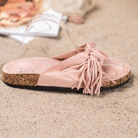 Bestelle Pantoufles En Daim Avec Franges rose 4