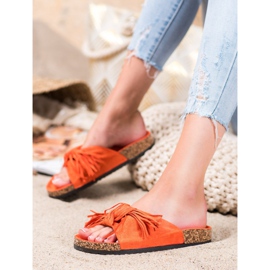 Bestelle Pantoufles En Daim Avec Franges orange 2