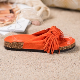Bestelle Pantoufles En Daim Avec Franges orange 3