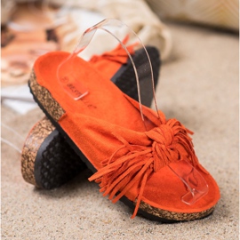 Bestelle Pantoufles En Daim Avec Franges orange 4