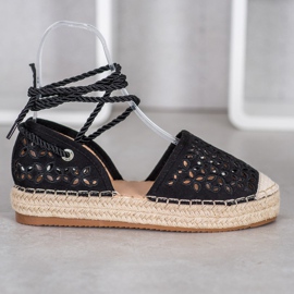 Bella Star Espadrilles Nouées Sur La Plateforme noir 2
