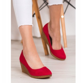 Goodin Escarpins compensés en daim rouge 2