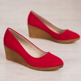 Goodin Escarpins compensés en daim rouge 1