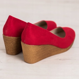 Goodin Escarpins compensés en daim rouge 4