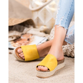 Renda Pantoufles En Daim Sur La Plateforme jaune 1