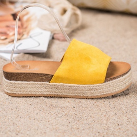 Renda Pantoufles En Daim Sur La Plateforme jaune 3