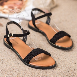 Laura Mode Sandales noires décontractées 2