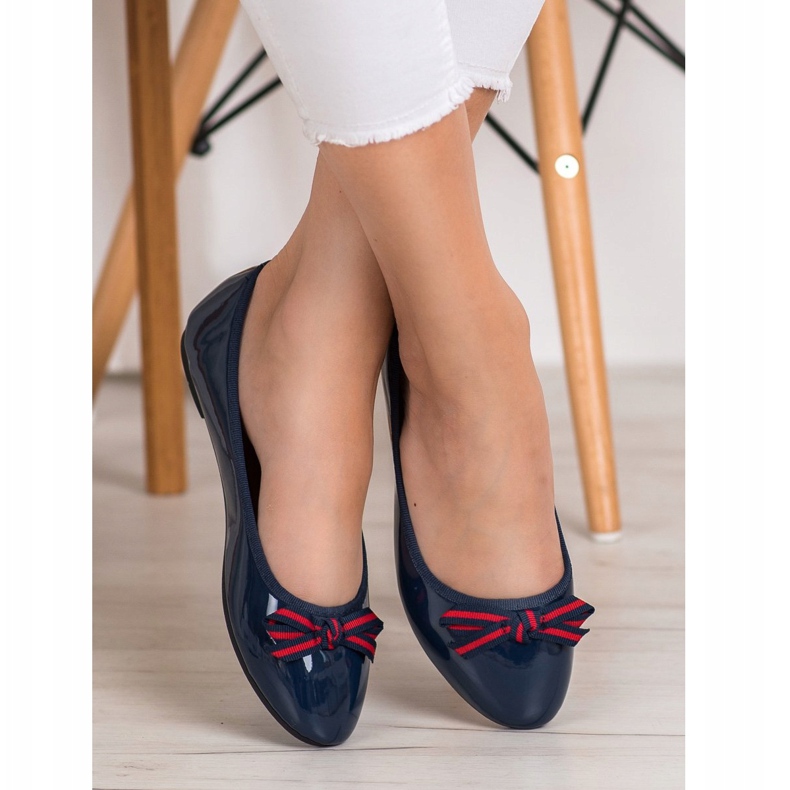 SHELOVET Ballerine Avec Un Noeud bleu marin bleu 1