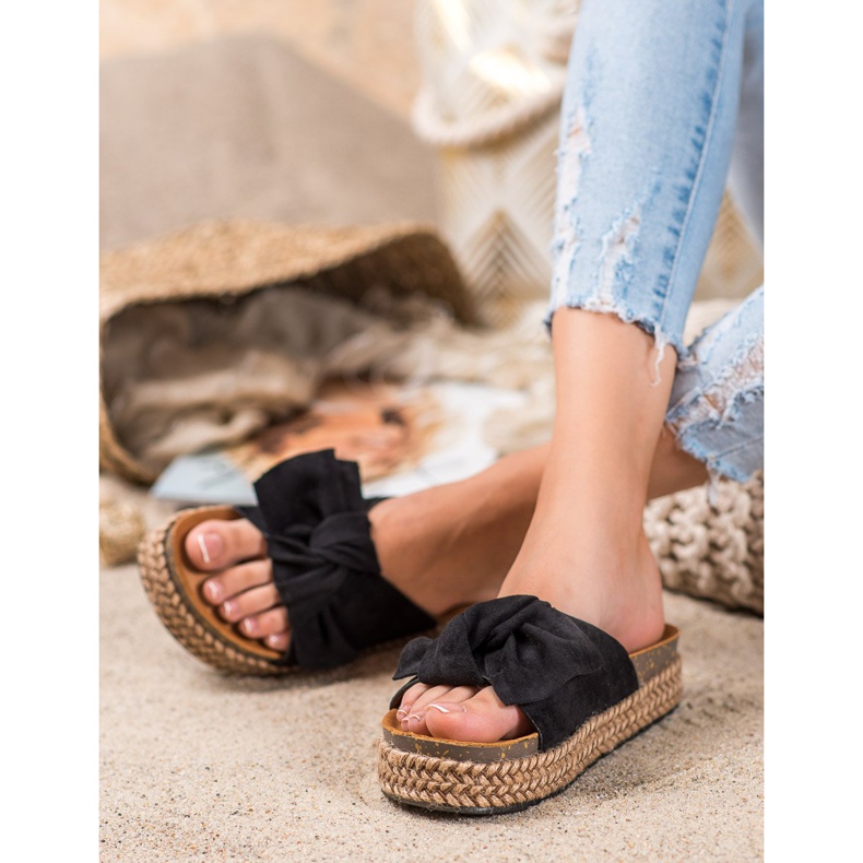 Comer Pantoufles Sur Une Haute Plate-Forme noir 2