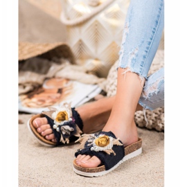 SHELOVET Pantoufles à la mode noir multicolore 1