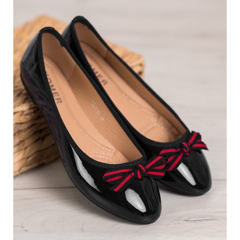 SHELOVET Ballerine Avec Un Noeud le noir rouge 2