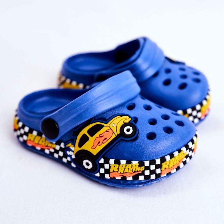 Giolan Chaussons Enfant Foam Crocs Bleu Road Racing jaune 1