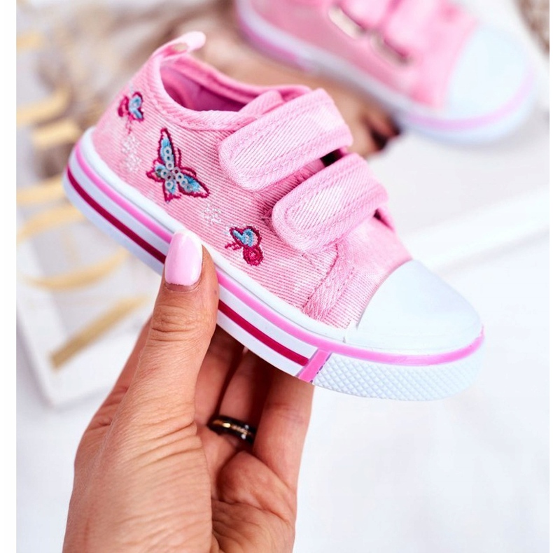 Le Scarpe Baskets Enfant Rose Junalo Velcro 1