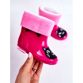 Bottes de pluie en caoutchouc pour enfants Chat Rose le noir 2 Bottes de pluie en caoutchouc pour enfants Chat Rose le noir 2