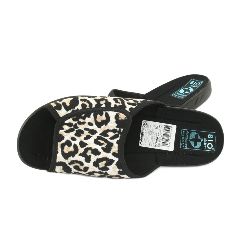 Chaussons femme Adanex 13795 panthère beige noir 4