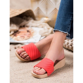 Bona Pantoufles élégantes sur la plate-forme rouge 1