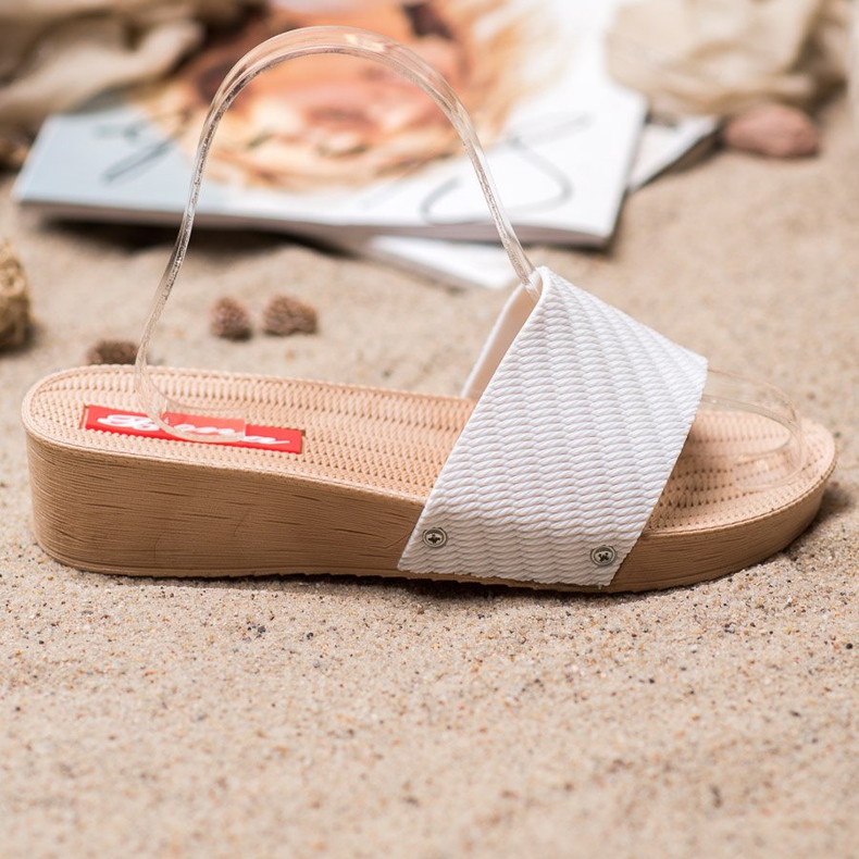 Bona Pantoufles compensées élégantes blanche 1 Bona Pantoufles compensées élégantes blanche 1