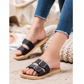 Bona Pantoufles Classiques Avec Boucle le noir 4