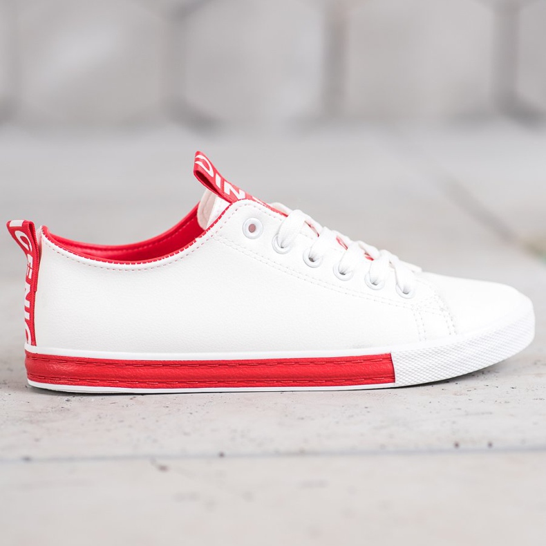 SHELOVET Baskets Avec Eco Cuir Nice blanche rouge 2 SHELOVET Baskets Avec Eco Cuir Nice blanche rouge 2