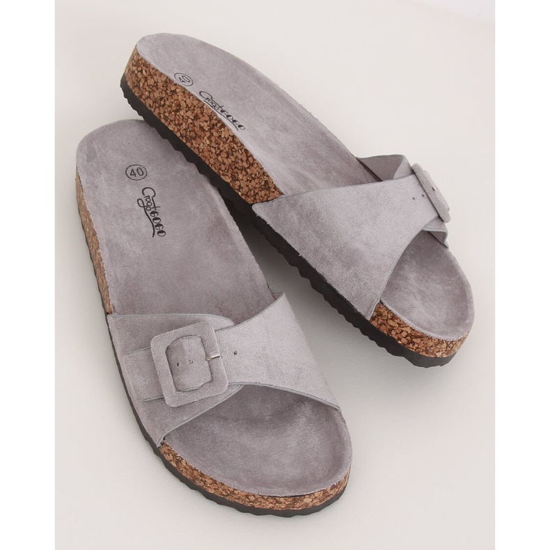 Gris G-5026 Chaussons semelle liège gris 1