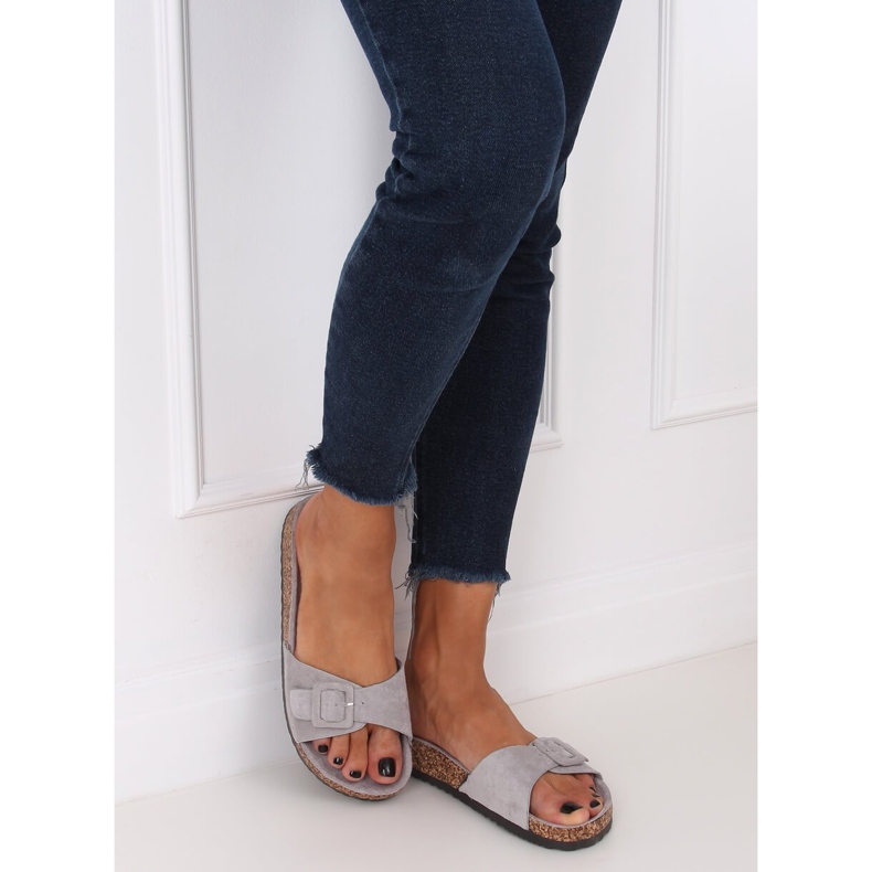 Gris G-5026 Chaussons semelle liège gris 2