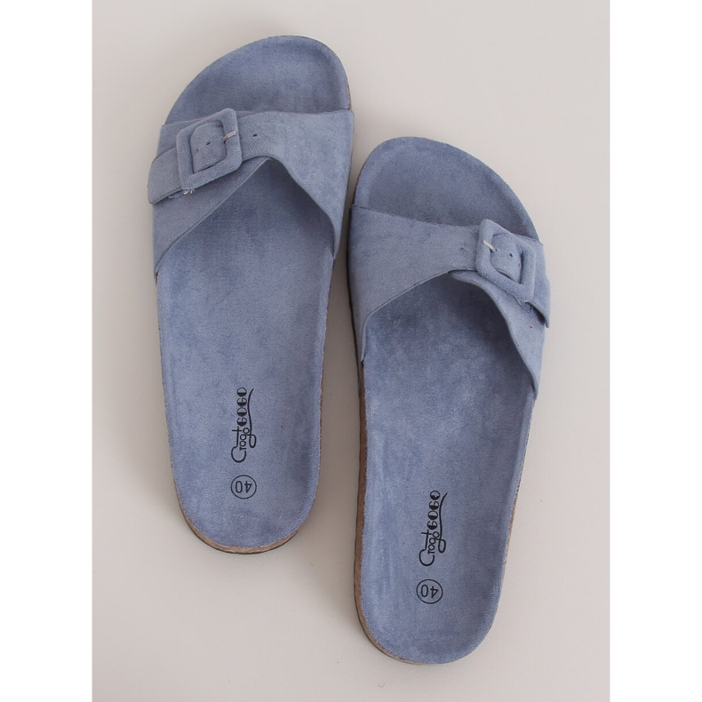 Bleu G-5026 Chaussons semelle liège bleu 1