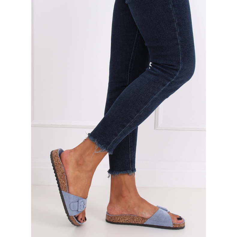 Bleu G-5026 Chaussons semelle liège bleu 2