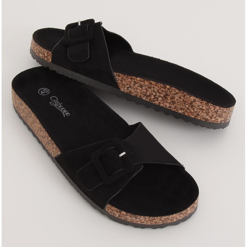 Noir G-5026 Chaussons semelle liège noir 1