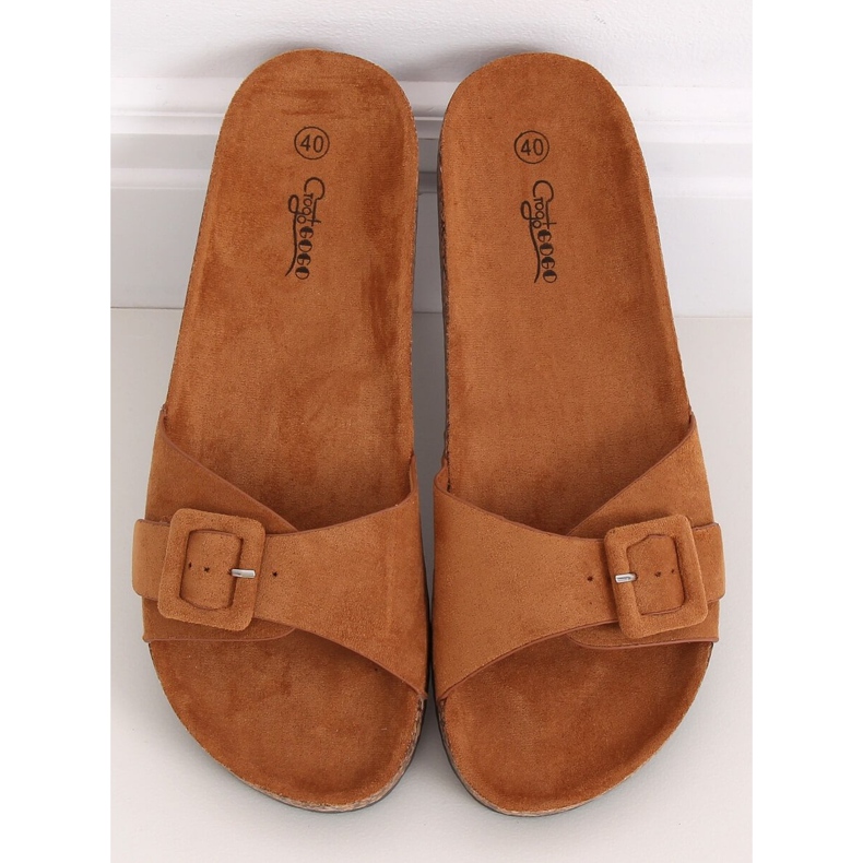 Chaussons marron G-5026 Camel sur la semelle en liège brun 1
