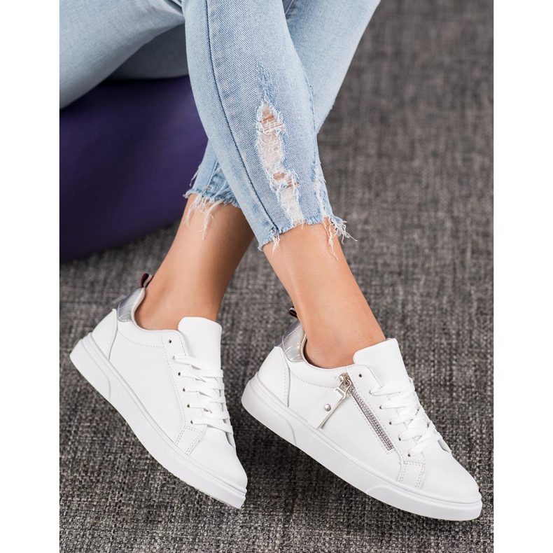 SHELOVET Chaussures de sport avec fermeture éclair décorative blanc 2