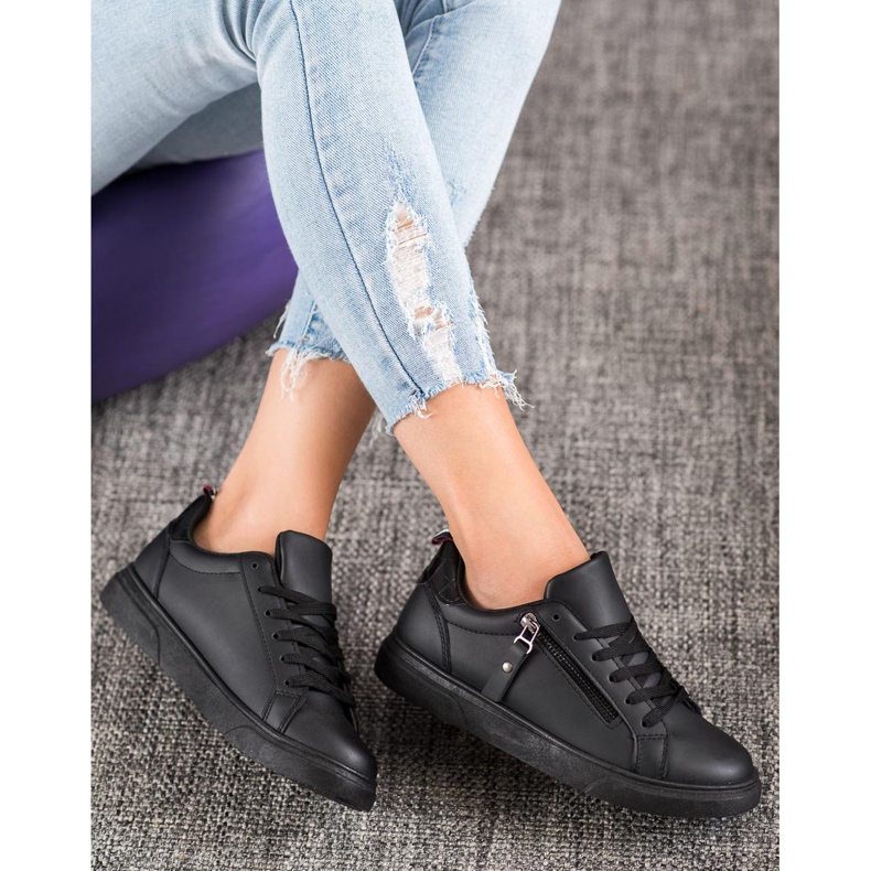 SHELOVET Chaussures de sport avec fermeture éclair décorative le noir 1