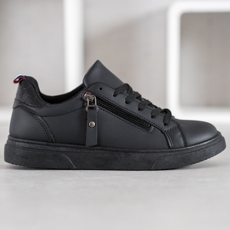 SHELOVET Chaussures de sport avec fermeture éclair décorative le noir 2