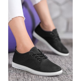 SHELOVET Baskets ajourées nouées le noir 4