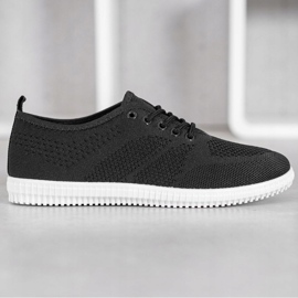 SHELOVET Baskets ajourées nouées le noir 1