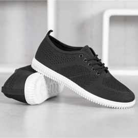 SHELOVET Baskets ajourées nouées le noir 2