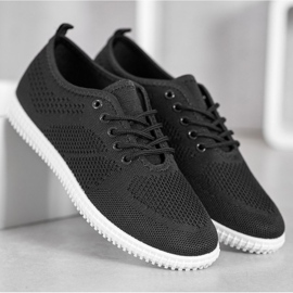 SHELOVET Baskets ajourées nouées le noir 3
