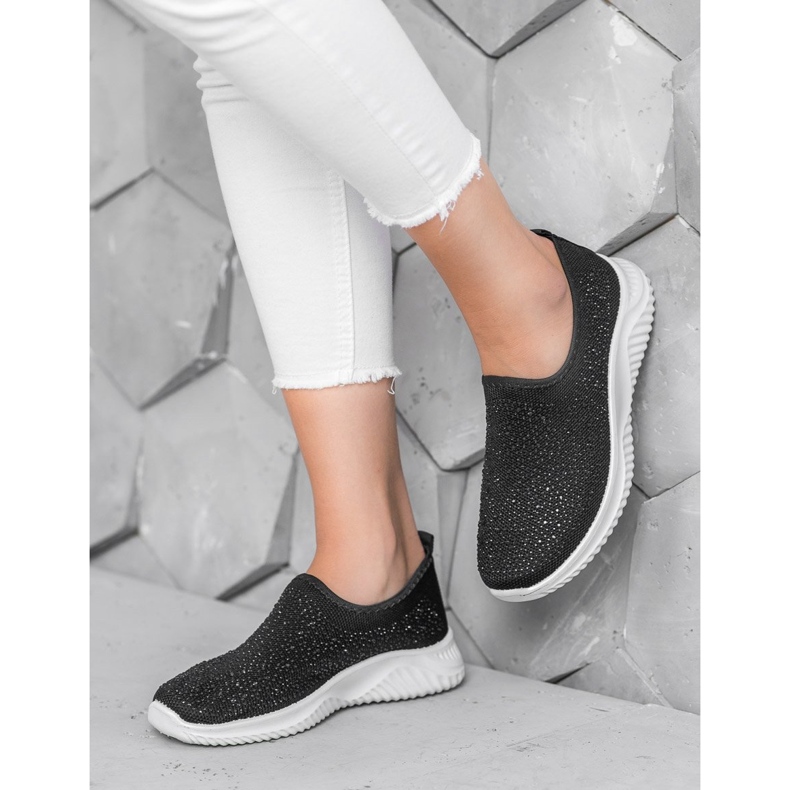 Super Mode Chaussures de sport avec cristaux noir 1