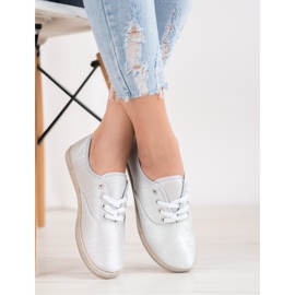 SHELOVET Baskets argentées à paillettes gris 2 SHELOVET Baskets argentées à paillettes gris 2