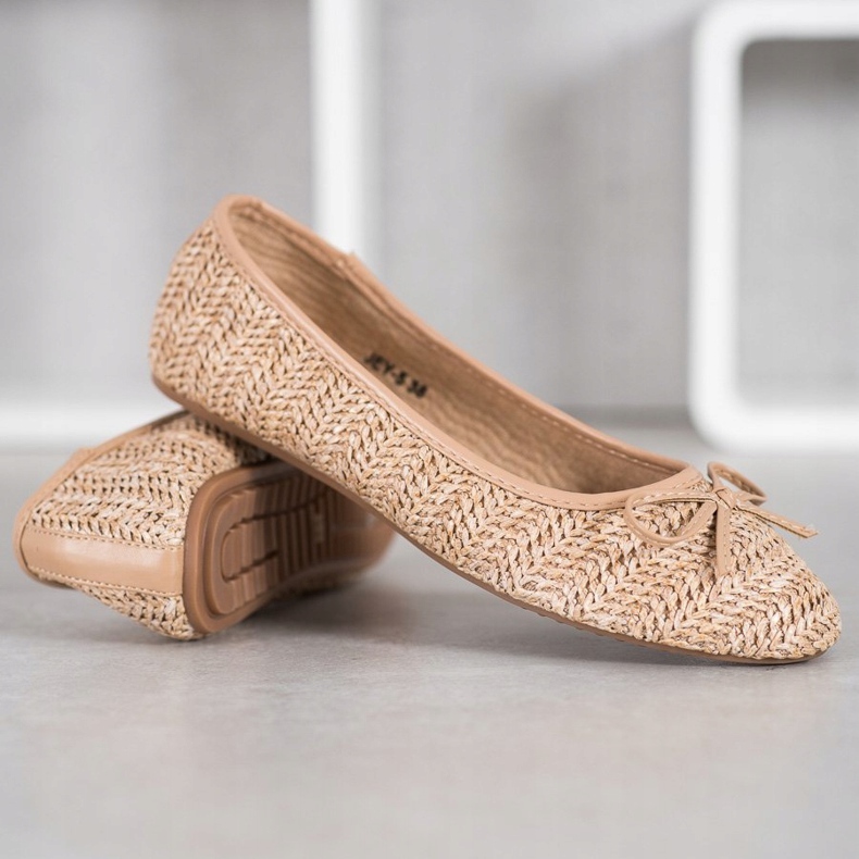 SHELOVET Ballerine Tressée Avec Un Noeud beige 1 SHELOVET Ballerine Tressée Avec Un Noeud beige 1