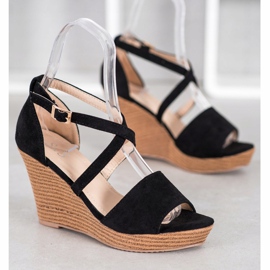 Small Swan Chaussures compensées en daim noir le noir 1