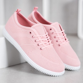 SHELOVET Baskets ajourées nouées rose 2