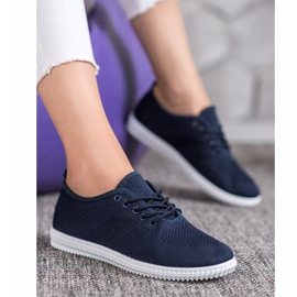 SHELOVET Baskets ajourées nouées bleu 4